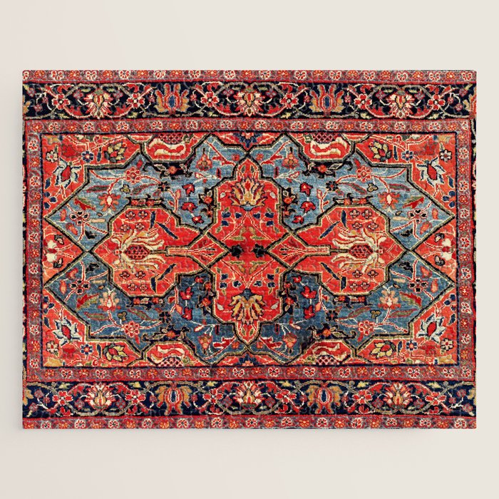 Kashan Poshti Central Persian Rug Print Jigsaw Puzzle Gallery Image 1