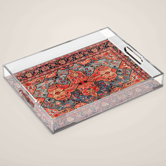 Kashan Poshti Central Persian Rug Print Acrylic Tray Gallery Image 1