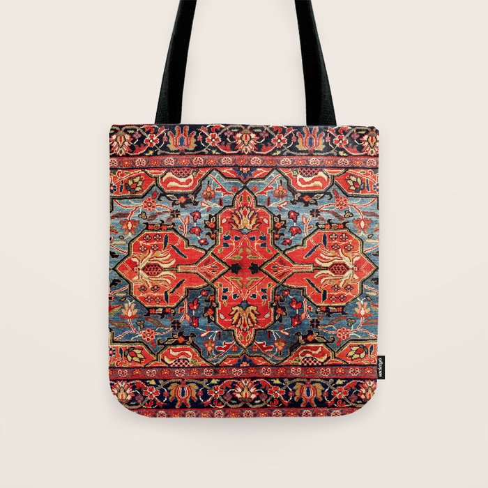 Kashan Poshti Central Persian Rug Print Tote Bag Gallery Image 1