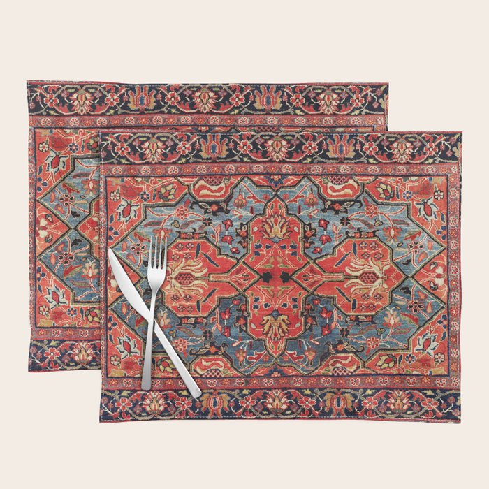 Kashan Poshti Central Persian Rug Print Placemat Gallery Image 1