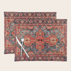 Kashan Poshti Central Persian Rug Print Placemat Gallery Image 1