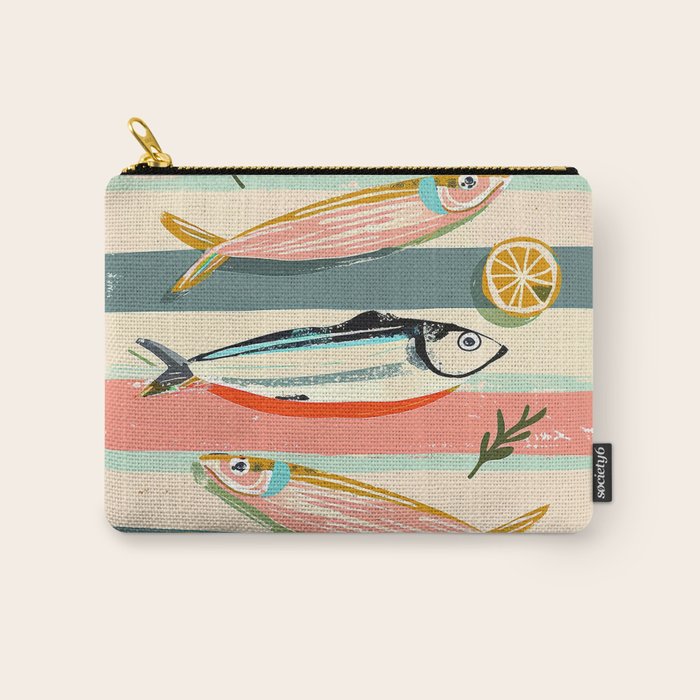 Sardines on Stripes Carry All Pouch Gallery Image 1