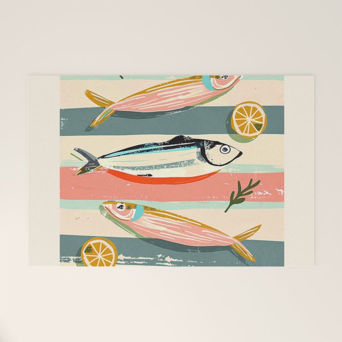 Sardines on Stripes Welcome Mat Gallery Image 1