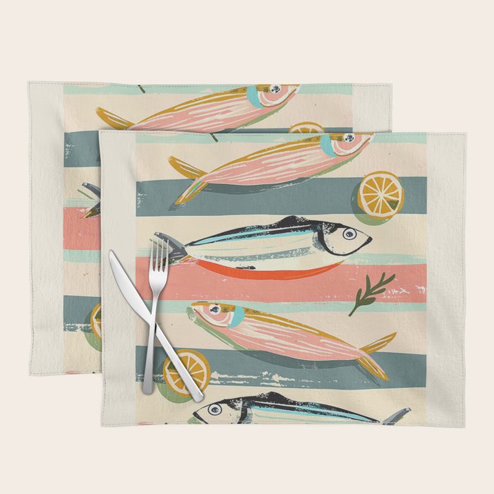 Sardines on Stripes Placemat Gallery Image 1