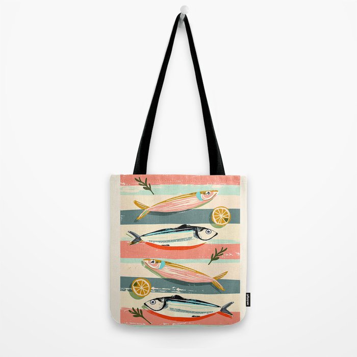 Sardines on Stripes Tote Bag Gallery Image 2