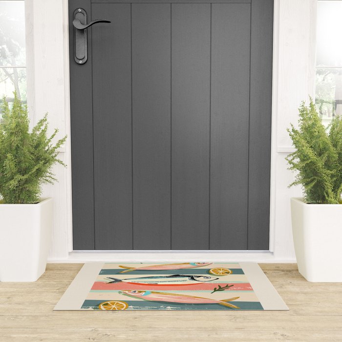 Sardines on Stripes Welcome Mat Gallery Image 3