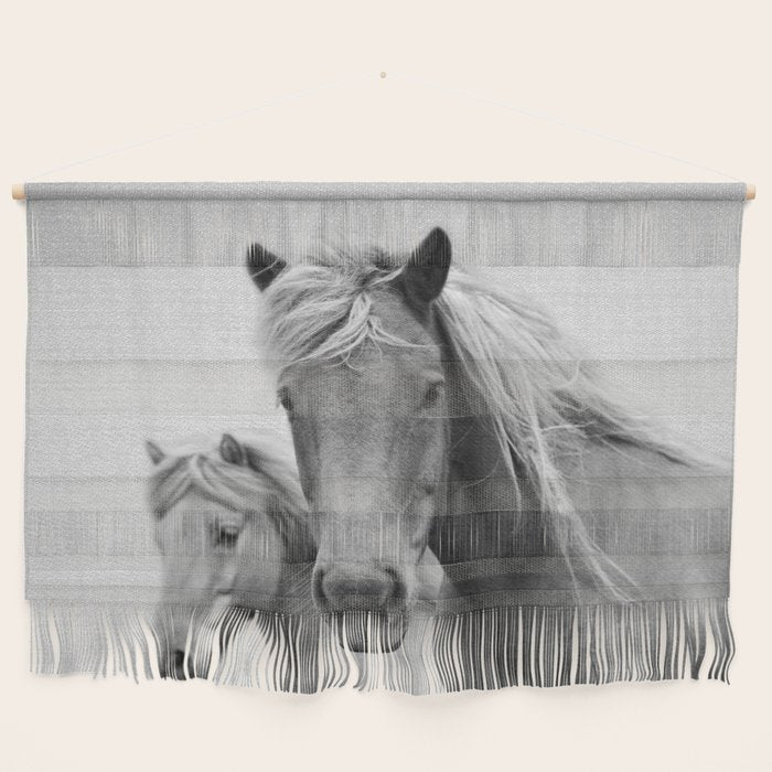 Horses - Black & White Wall Hanging Gallery Image 1