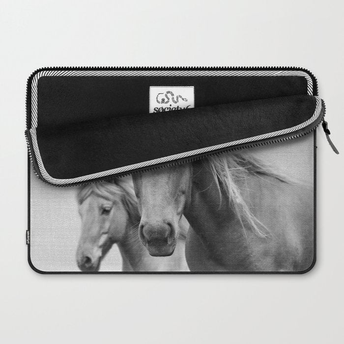 Horses - Black & White Laptop Sleeve Gallery Image 2