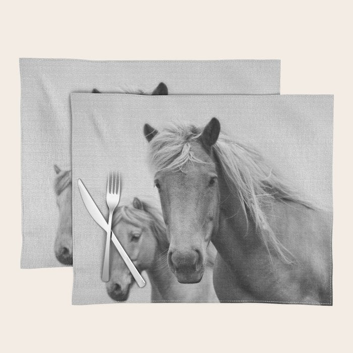 Horses - Black & White Placemat Gallery Image 1