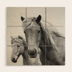 Horses - Black & White Wood Wall Art Gallery Image 1