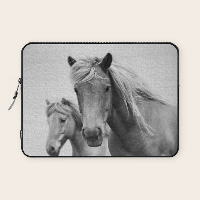 Horses - Black & White Laptop Sleeve Gallery Image 1