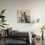 Horses - Black & White Wood Wall Art Gallery Image 2