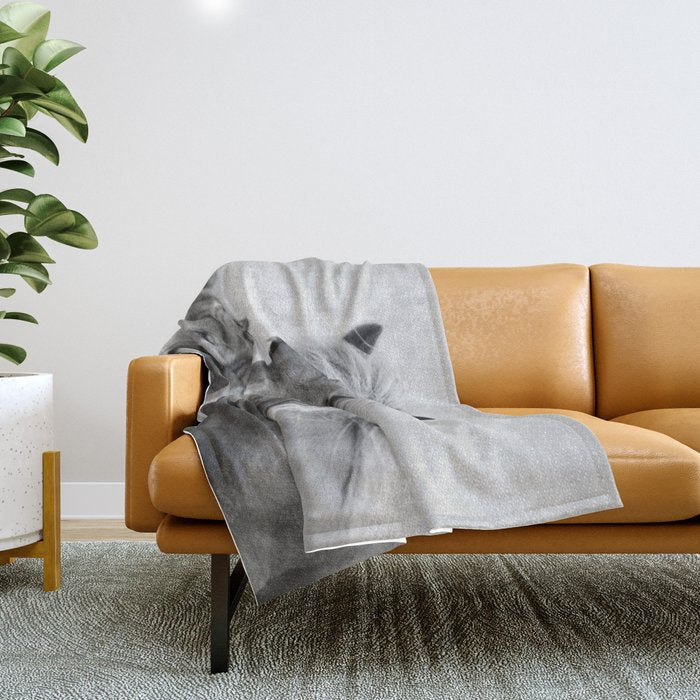 Horses - Black & White Throw Blanket Gallery Image 1