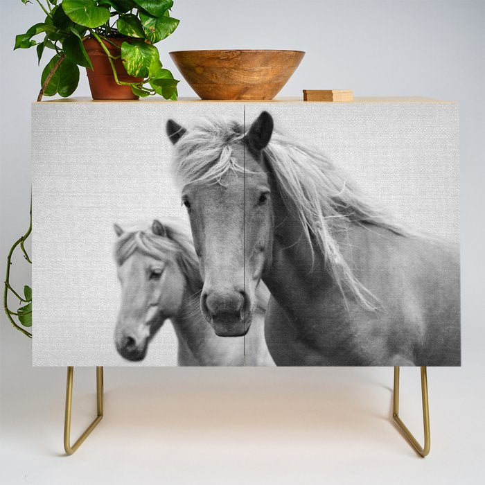 Horses - Black & White Credenza Gallery Image 1