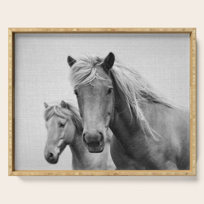 Horses - Black & White Serving Tray Gallery Image 1