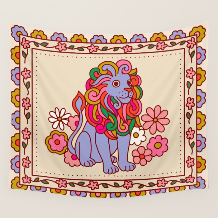 Blue Lion Wall Tapestry Gallery Image 4
