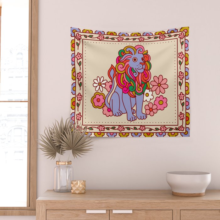 Blue Lion Wall Tapestry Gallery Image 2
