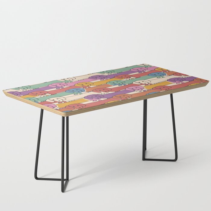 Retro Rainbow Funny Dachshunds Coffee Table Gallery Image 1