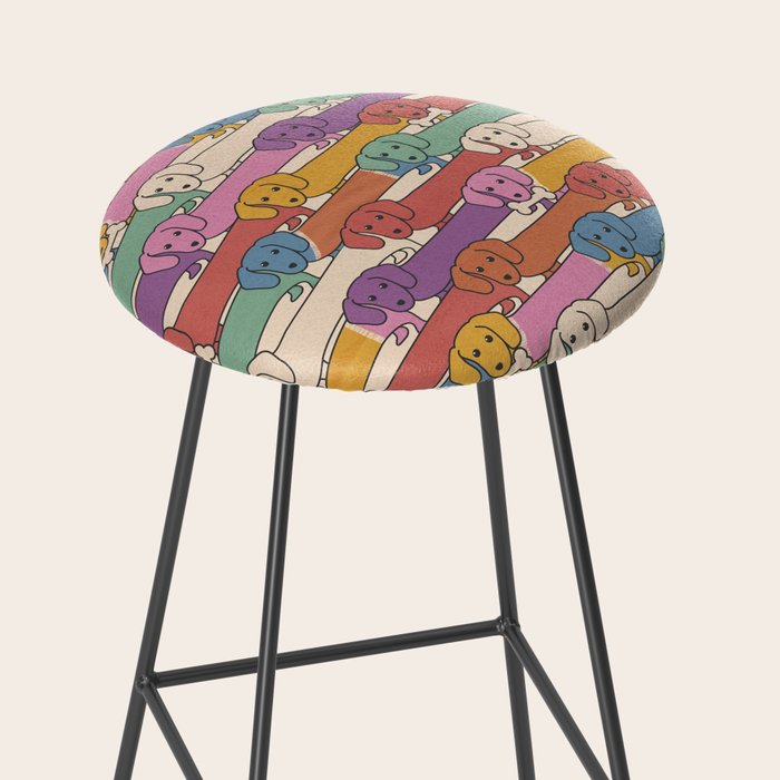 Retro Rainbow Funny Dachshunds Stool Gallery Image 2