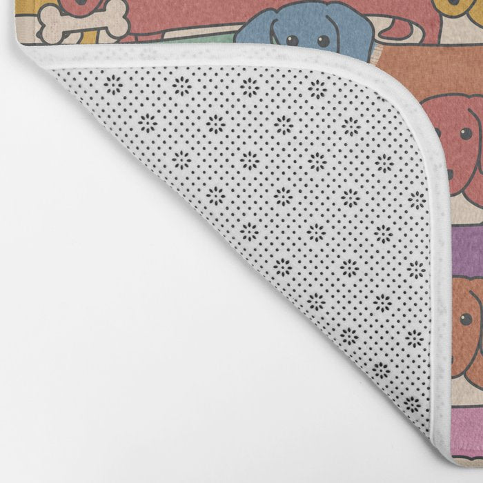 Retro Rainbow Funny Dachshunds Bath Mat Gallery Image 2