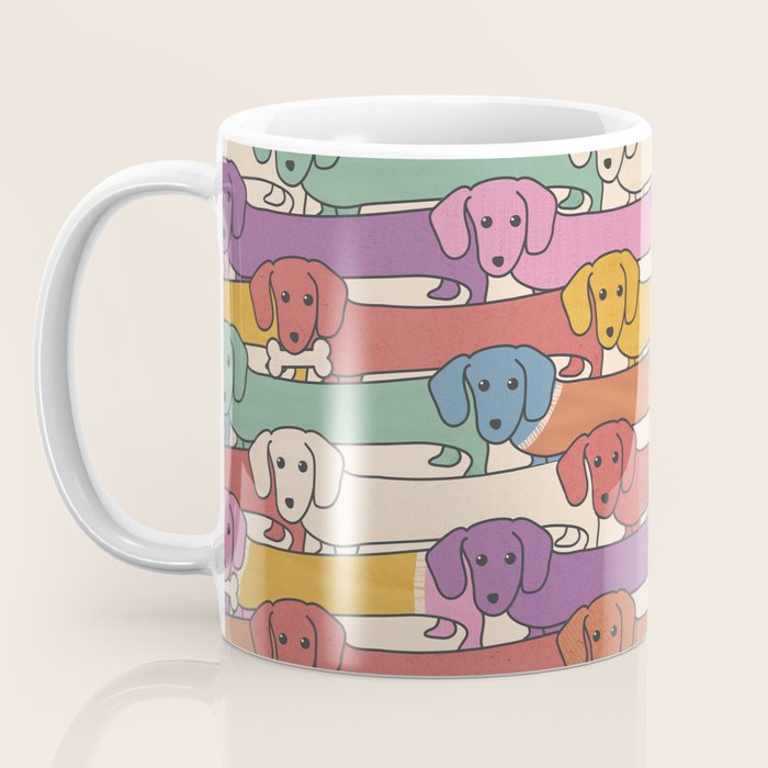 Retro Rainbow Funny Dachshunds Coffee Mug Gallery Image 3