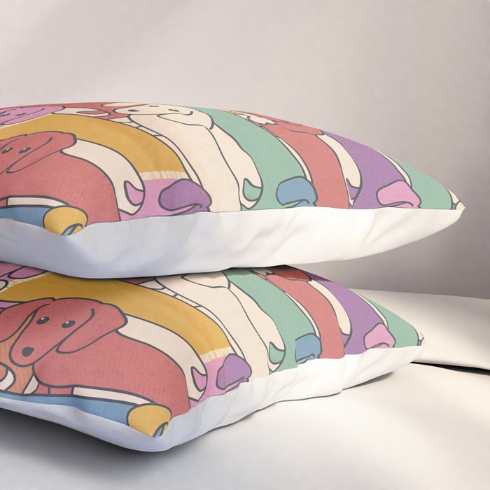 Retro Rainbow Funny Dachshunds Pillow Sham Gallery Image 3