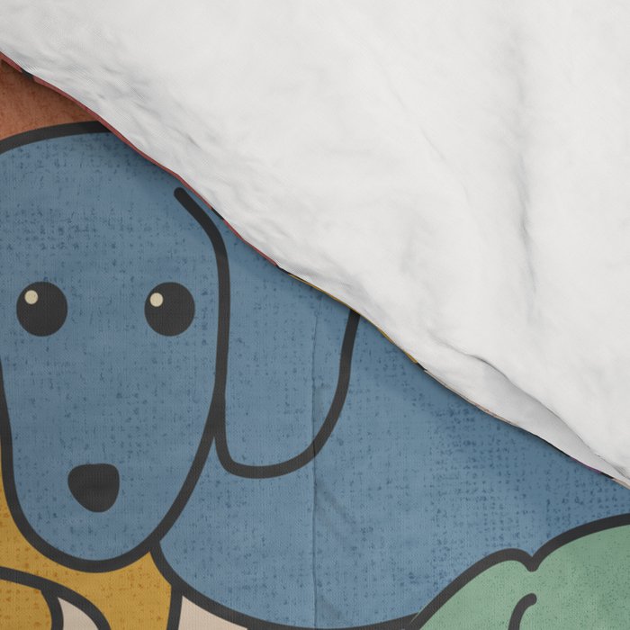 Retro Rainbow Funny Dachshunds Comforter Gallery Image 4