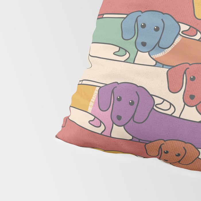 Retro Rainbow Funny Dachshunds Pillow Sham Gallery Image 4
