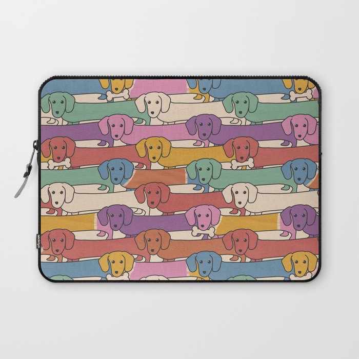 Retro Rainbow Funny Dachshunds Laptop Sleeve Gallery Image 1