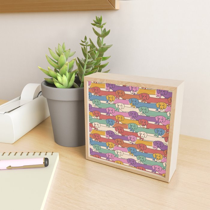 Retro Rainbow Funny Dachshunds Mini Art Print Gallery Image 2