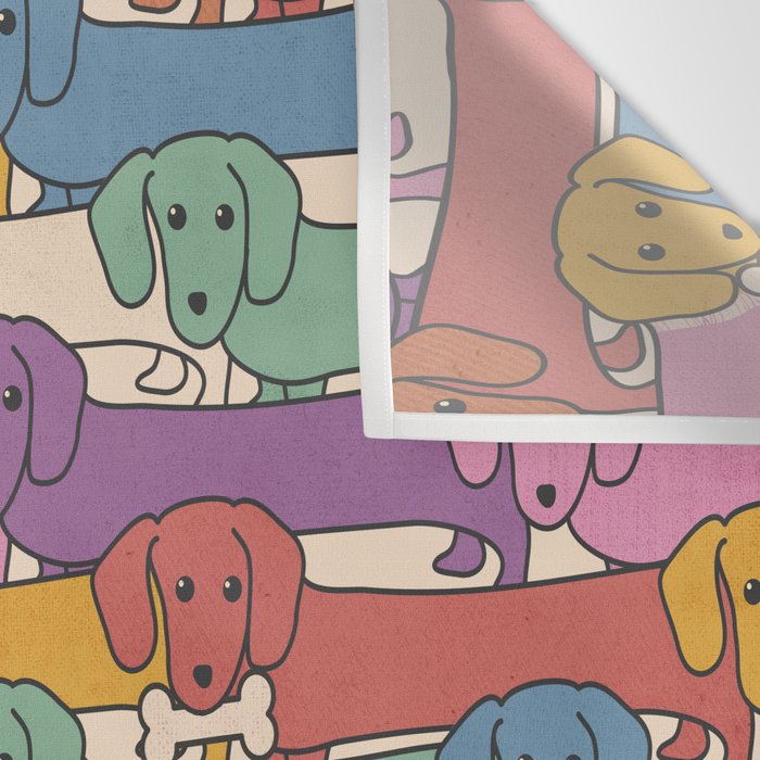 Retro Rainbow Funny Dachshunds Wall Tapestry Gallery Image 3