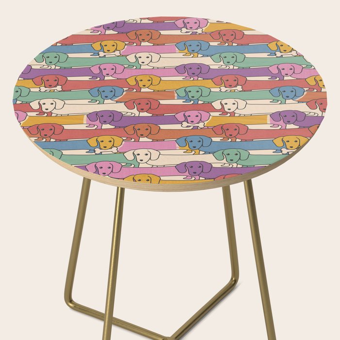 Retro Rainbow Funny Dachshunds Side Table Gallery Image 2