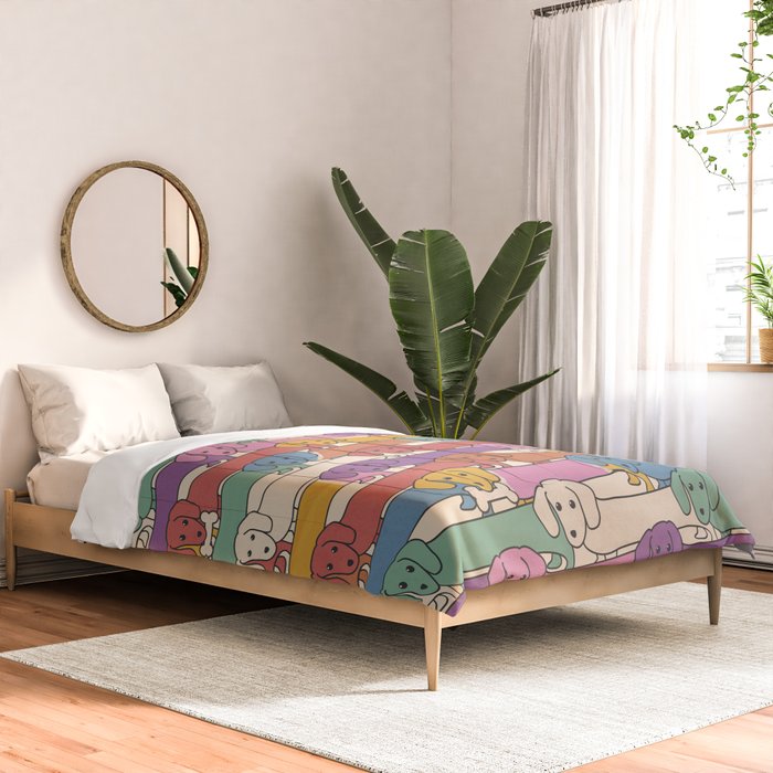Retro Rainbow Funny Dachshunds Comforter Gallery Image 2
