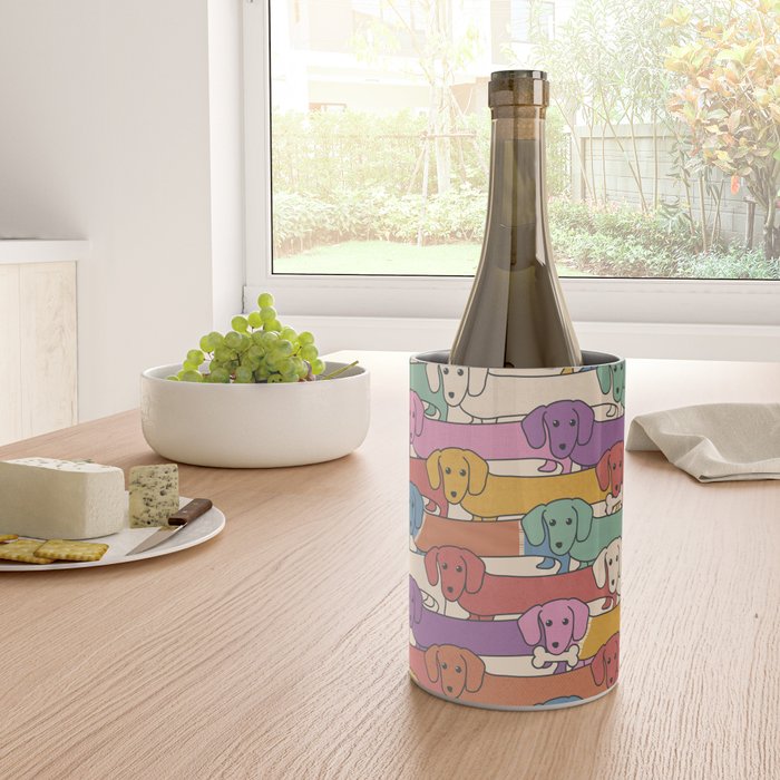 Retro Rainbow Funny Dachshunds Wine Chiller Gallery Image 4
