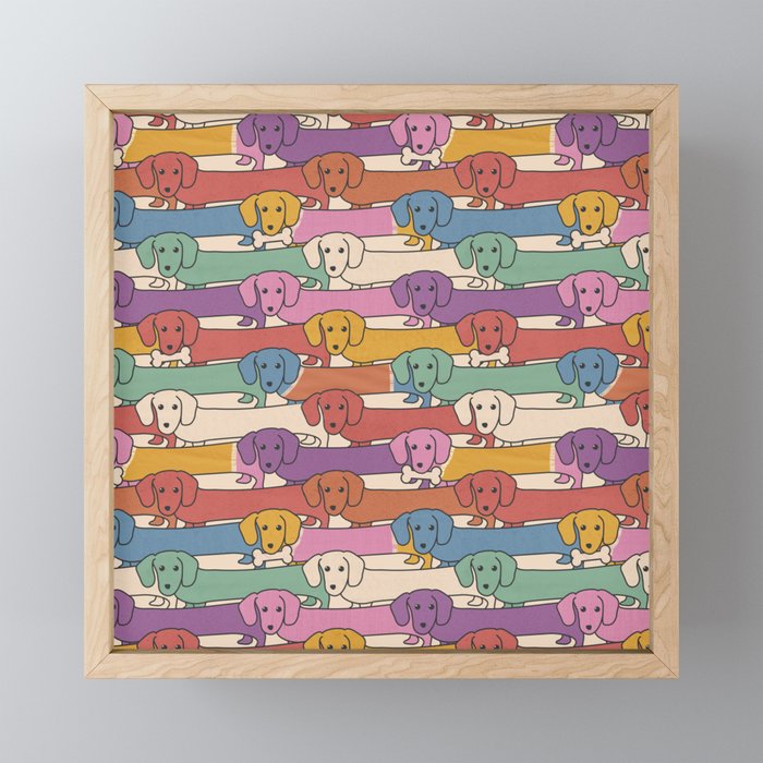 Retro Rainbow Funny Dachshunds Mini Art Print Gallery Image 1
