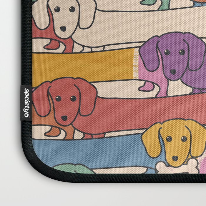 Retro Rainbow Funny Dachshunds Laptop Sleeve Gallery Image 3