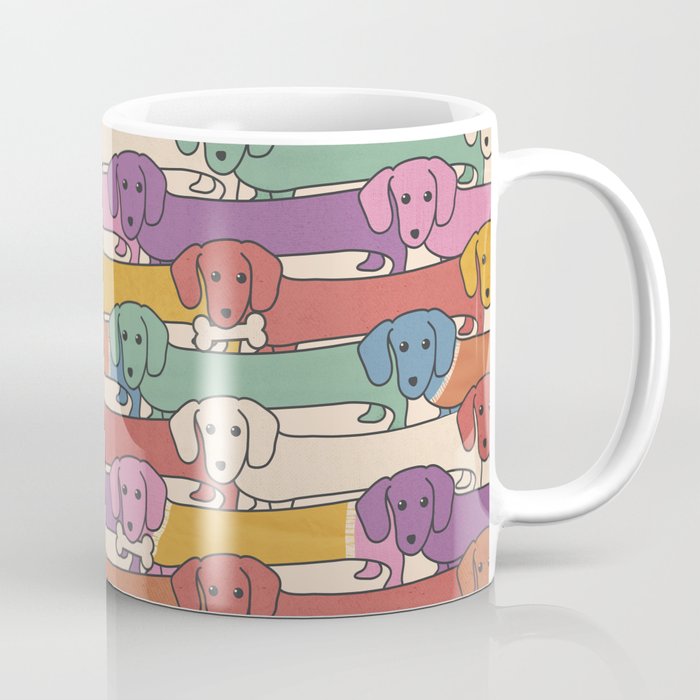 Retro Rainbow Funny Dachshunds Coffee Mug Gallery Image 1