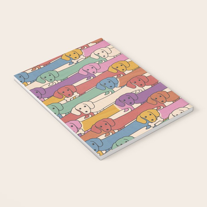 Retro Rainbow Funny Dachshunds Notebook Gallery Image 3