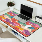 Retro Rainbow Funny Dachshunds Desk Mat Gallery Image 2