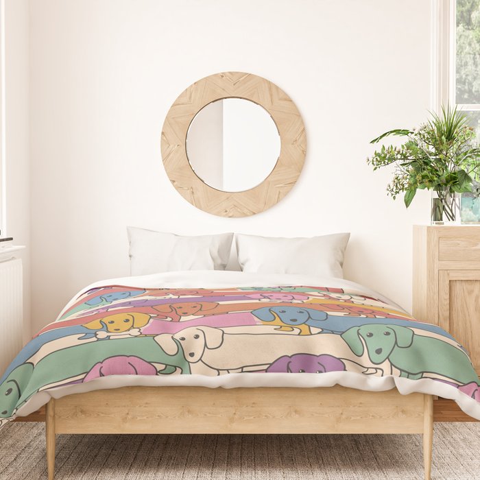 Retro Rainbow Funny Dachshunds Duvet Cover Gallery Image 3