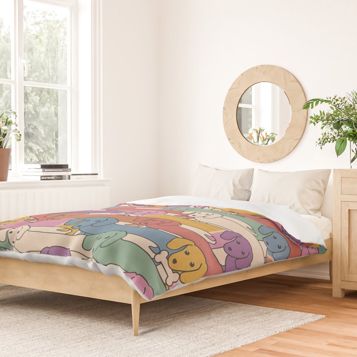 Retro Rainbow Funny Dachshunds Duvet Cover Gallery Image 2
