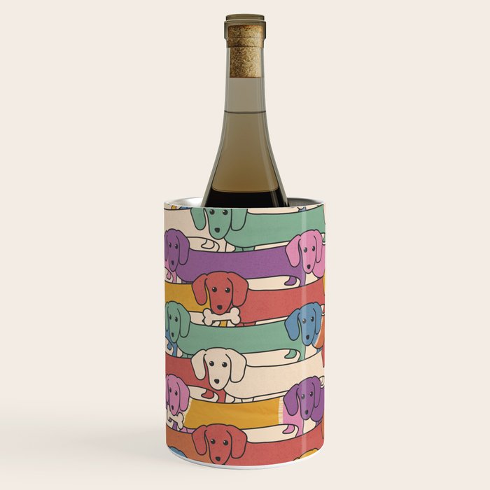 Retro Rainbow Funny Dachshunds Wine Chiller Gallery Image 3