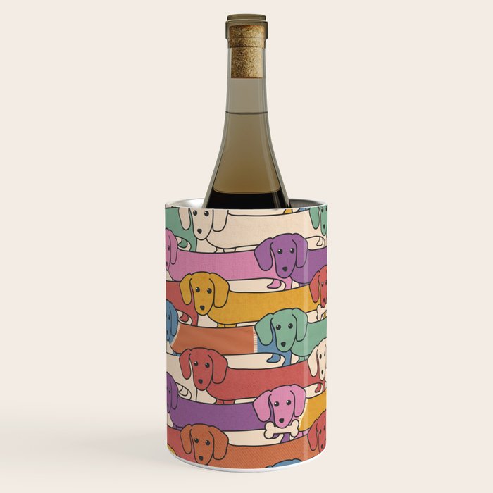 Retro Rainbow Funny Dachshunds Wine Chiller Gallery Image 1
