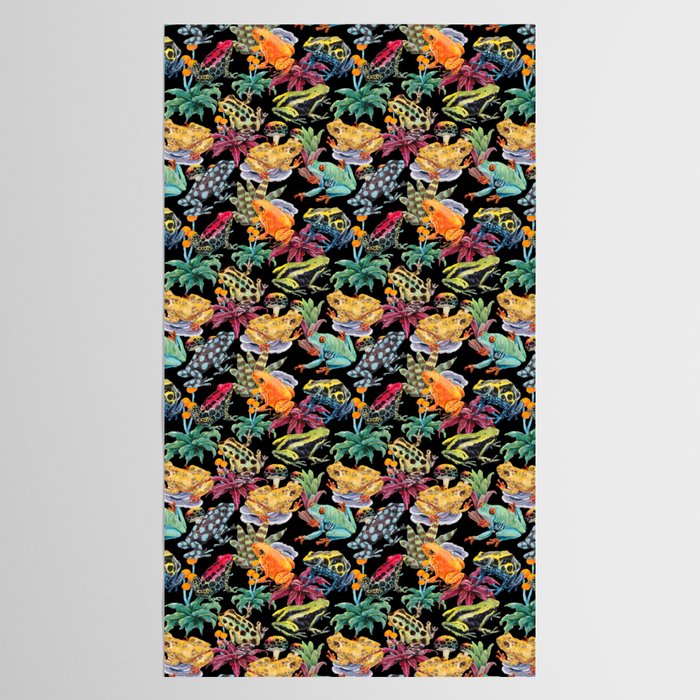Tropical frogs and plant - black Tablecloth Gallery Image 2