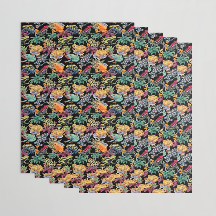 Tropical frogs and plant - black Wrapping Paper Gallery Image 3