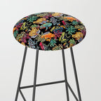 Tropical frogs and plant - black Stool Gallery Image 2