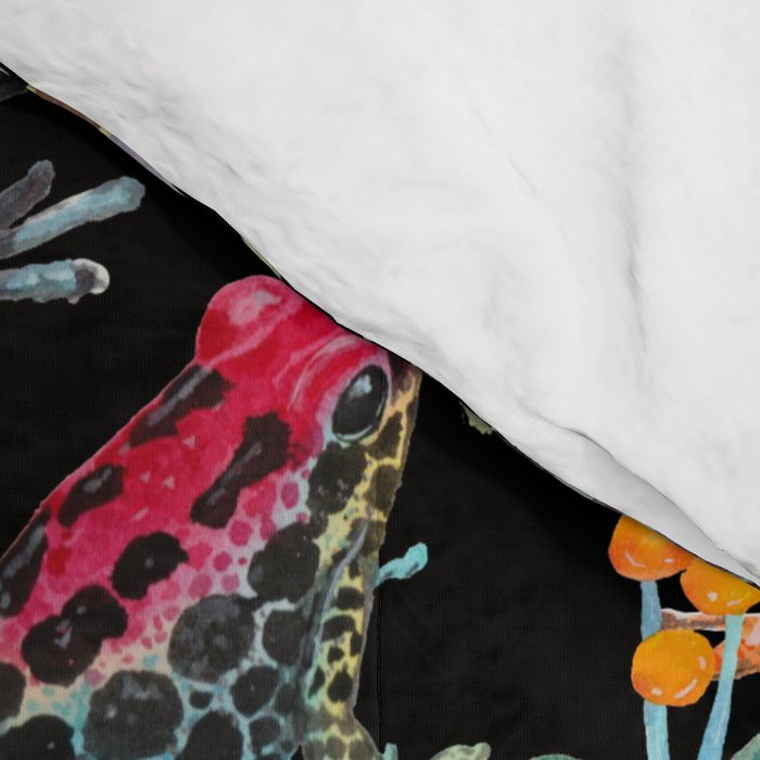 Tropical frogs and plant - black Comforter Gallery Image 4