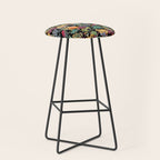 Tropical frogs and plant - black Stool Gallery Image 1