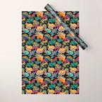 Tropical frogs and plant - black Wrapping Paper Gallery Image 1