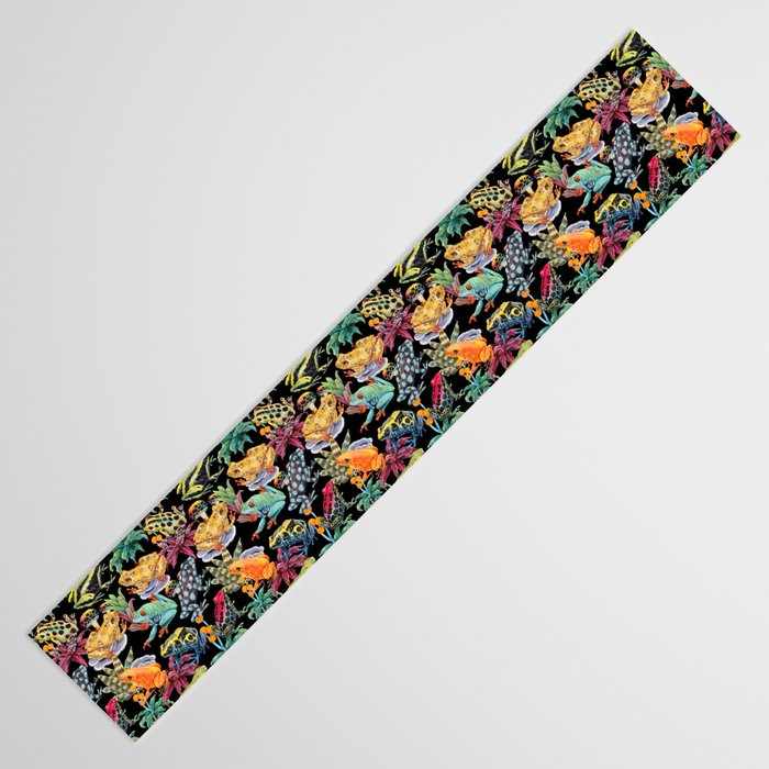 Tropical frogs and plant - black Table Runner Gallery Image 3